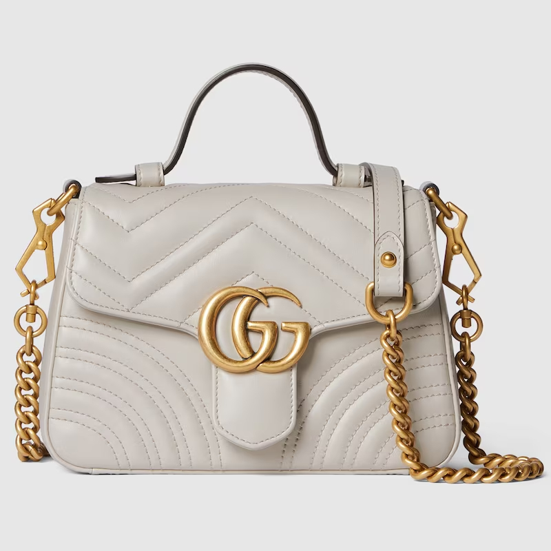 GG MARMONT MINI TOP HANDLE BAG (light grey leather)