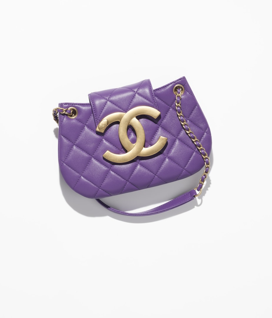 CHANEL SMALL MESSENGER BAG Lambskin Purple