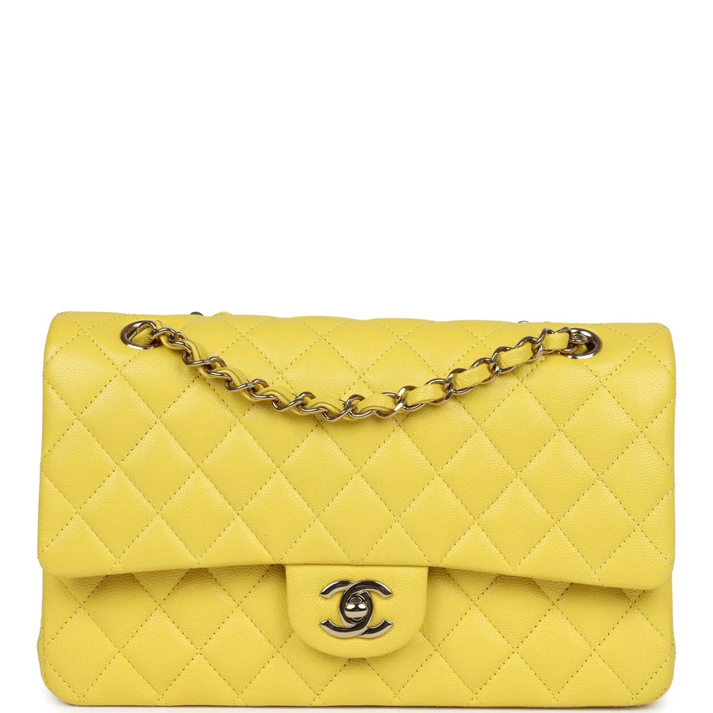 Chanel Medium Classic Double Flap Yellow Caviar Light Gold Hardware